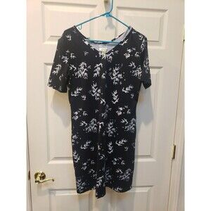New With Tags Serra Reversible Dress Size M Black White Floral Print